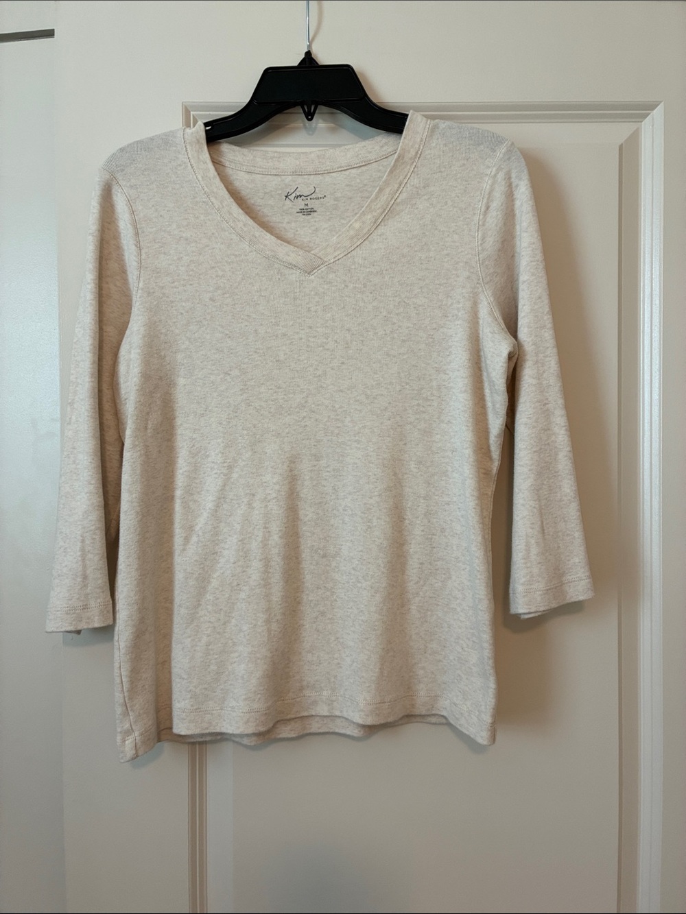 Kim Rogers Cream V-Neck Long Sleeve Top